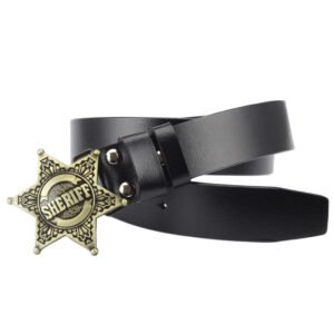 Hexagon star sign western style cowboy Pu leather belt