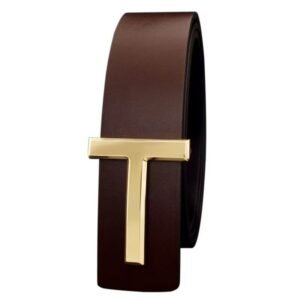 Leather belt, smooth buckle, fashionable and versatile T-buckle belt, men's 3.8CM men's belt