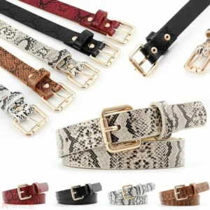 Vintage PU-leather Waist Belt All-match Belt Strap Snake Pattern Waistband Corset for Women Slimming Waist Belt