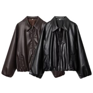 Faux leather pilot jacket