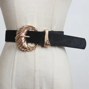 Black Pattern Pu Leather Vintage Belt Personality Women New Fashion Tide All-match Spring Autumn