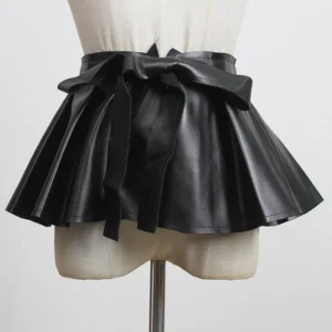 Black Bandage Pu Leather Wide Belt Personality Women New Fashion Tide All-match Spring Autumn