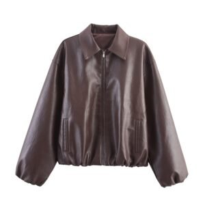 Faux leather pilot jacket