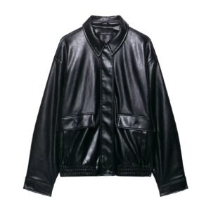 Faux leather pilot jacket