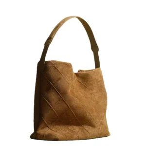 Brand Suede Bucket Bag Women's 2026 Large Capacity Tote Bag Shopping Bag Armpit Hand
